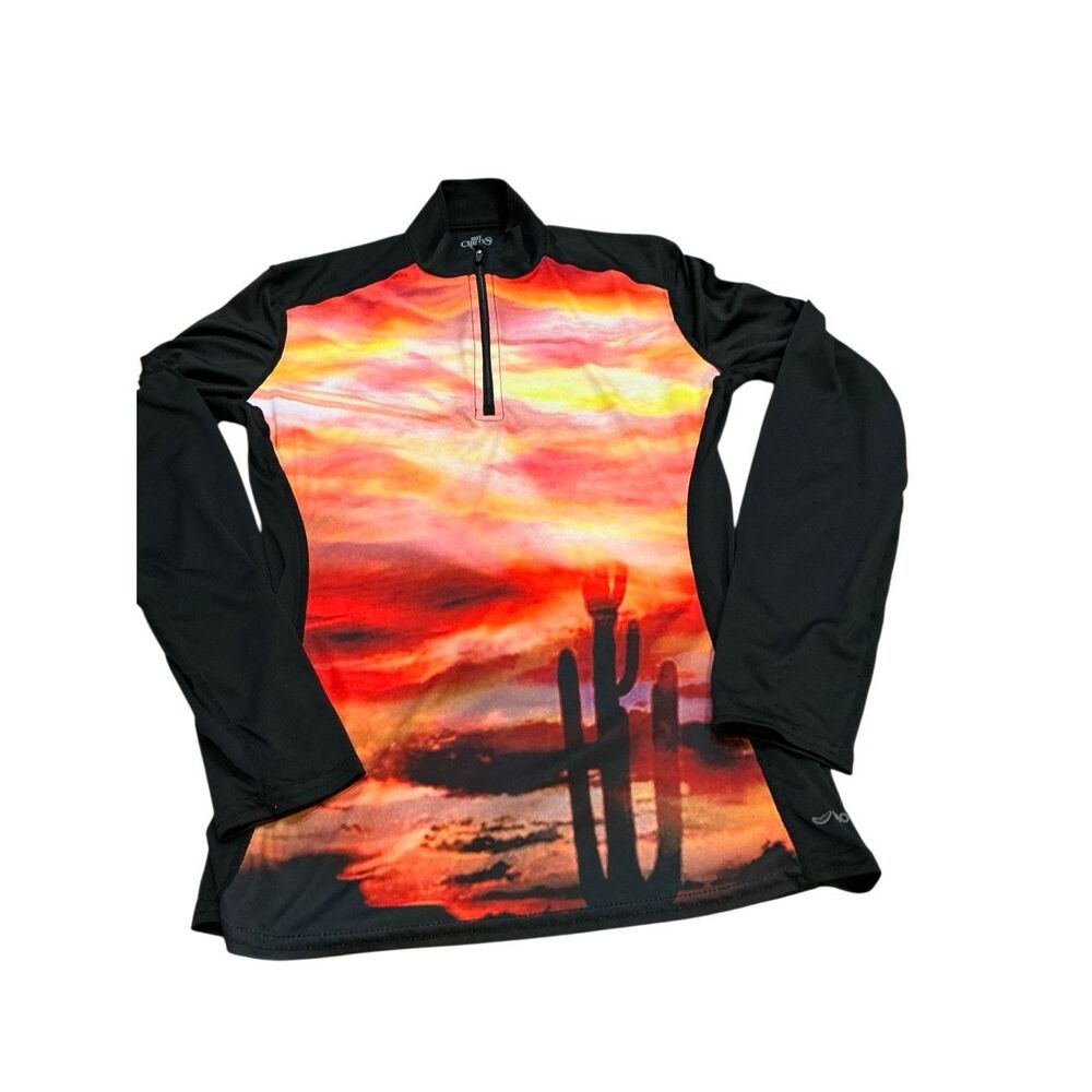 Hot Chillys Women's Mtf Sub Print Zip-tee (black), Md1093112 Size Small